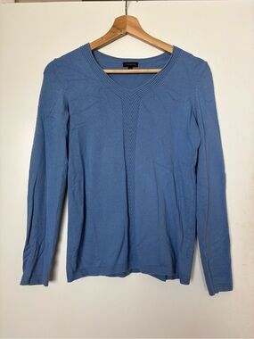 Talbots Light Blue Ribbed V-Neck Sweater